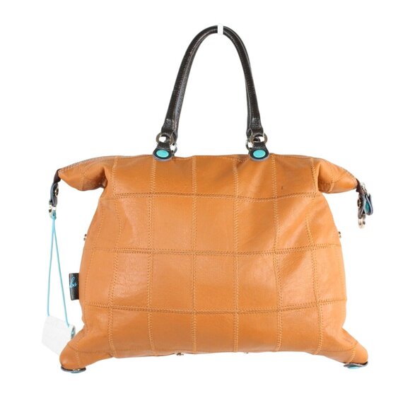 GABS Brown Leather Patchwork Made In Italy Large Zipper Tote Handbag Purse Bag - Picture 2 of 12